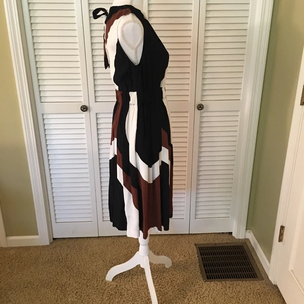 Kate Spade New York Elegant Rio Black, White, and Brown Women's Crepe Dress